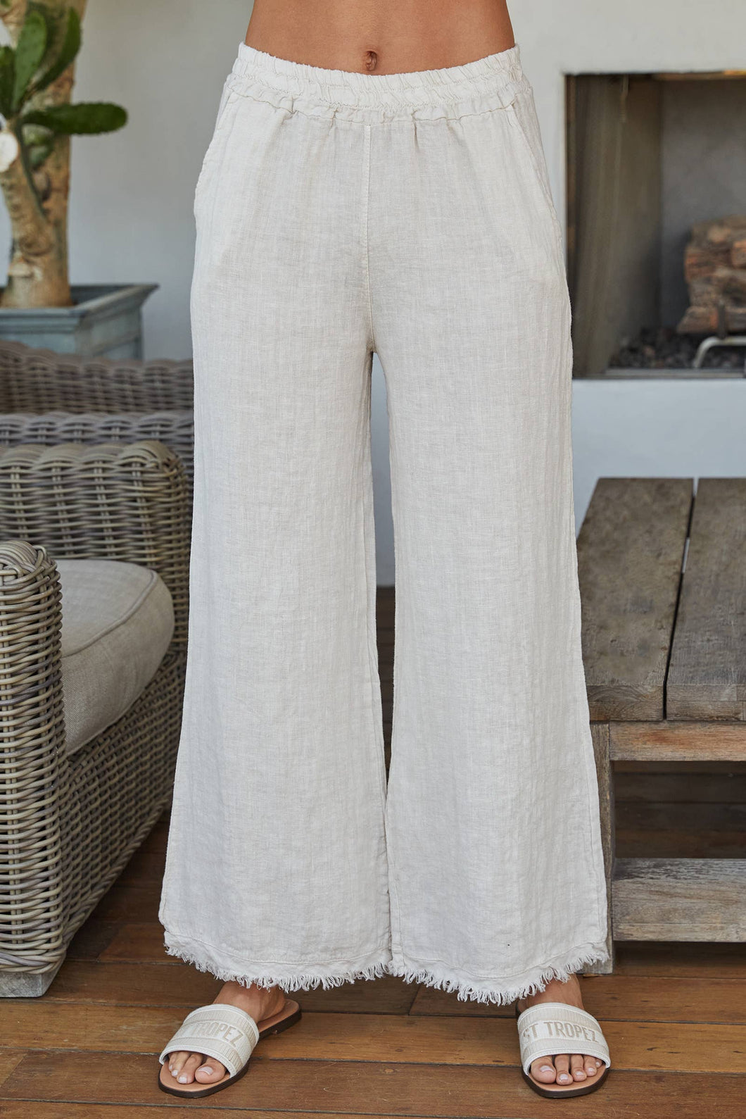 Italian Linen Pants With Raw Hem