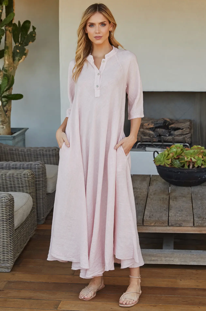 Blush Linen Maxi Dress