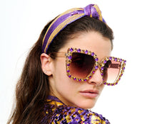 Load image into Gallery viewer, Purple and gold stone sunglasses
